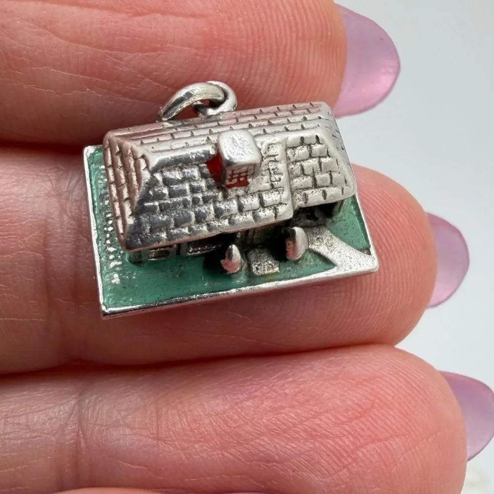 Vintage Sterling Silver‎ and Enamel House Charm/Pendant!